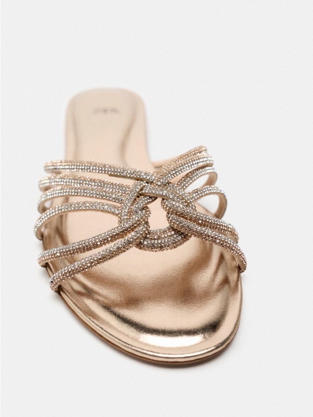 Zara Rhinestone Gold Knotted Slide - Picture 2 of 3
